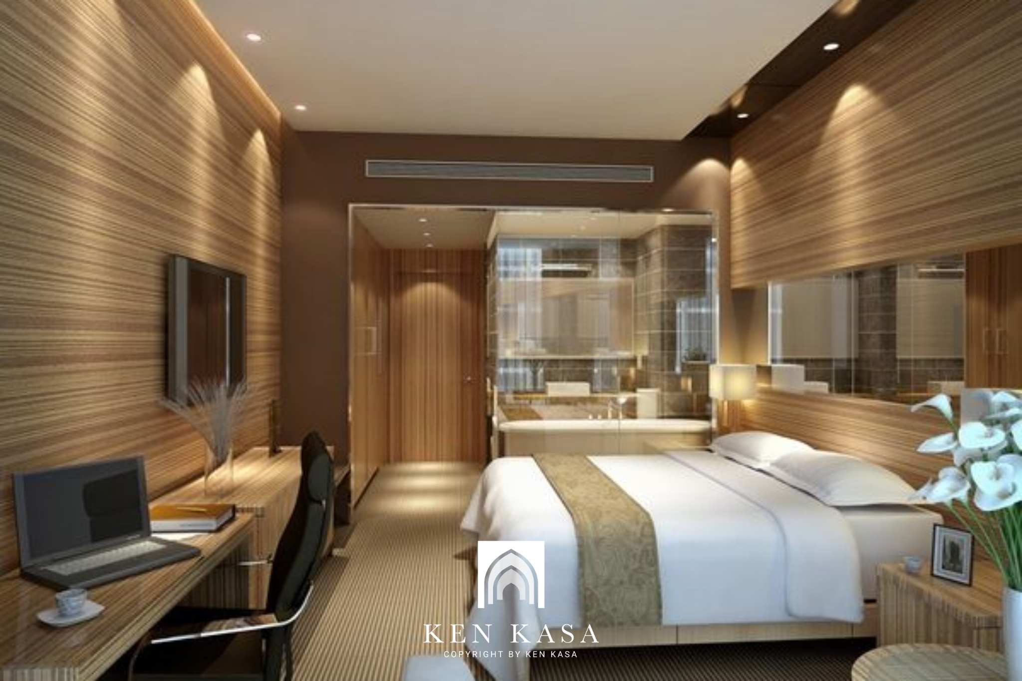 Vật liệu gỗ khi thiết kế phòng ngủ khách sạn hiện đại 